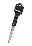 TANKING Key Knife,Stainless Steel Keychain Shaped Folding Pocket Knife (Black)