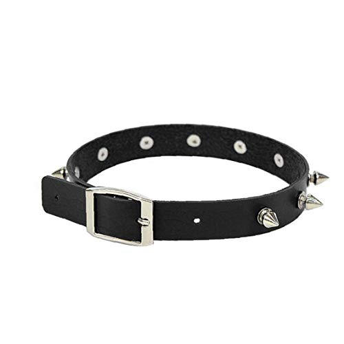 asdfwe-Punk-Collare-di-Cuoio-Choker-Punk-di-Goth-con-Borchie-Rivet-Pu-Girocollo-Collana-Regolabile-per-Donne-E-Uomini-Neri