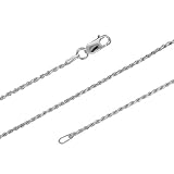 Sterling Silver 1.3mm Diamond-Cut Rope Chain Necklace Solid Italian Nickel-Free, 14 Inch