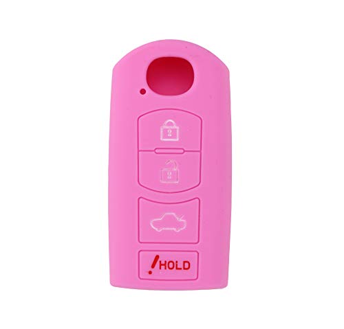 Mokie Silicone Flip Key Fob Case Skin Cover Protector Fit for Mazda 3 6 CX-7 CX-9 MX-5 4 Buttons Smart Pink