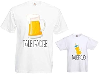 Love print - Par de camisetas para padre e hija - Idea regalo para el día del padre, cerveza y chupete: Amazon.es: Ropa y accesorios