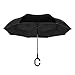 EEZ-Y Reverse Inverted Windproof Umbrella - Upside Down Umbrellas with C-Shaped Handle for Women and Men - Double Layer Inside Out Folding Umbrella