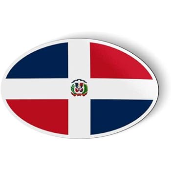 Dominican Republic Flag Oval - Magnet for Car Fridge Locker - 3