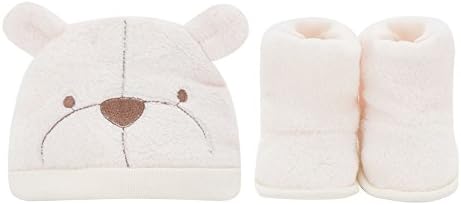 Newborn Boy Girl winter warm Hat with footie teddy fake fur warm cap (beige)