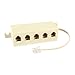 URBEST Beige RJ11 6P4C Male Plug to 5 Ports 6P4C Female Socket Phone Line Splitter Adapter