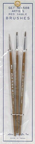 Atlas Brush Red Sable Brush Set 10/0-5/0-0 (3)