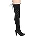 Beston DE01 Women's Block Heel Drawstring Over The Knee Thigh High Stretchy Boot