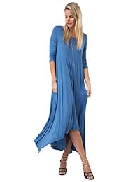 Tabeez vestido largo de suéter con mangas 3 4 con dobladillo, tipo pañuelo, grande, asimétrico, informal, para mujer