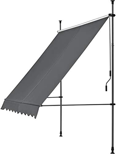 XIAO&WEICHENG Versenkbarer Sonnenschirm Mit Rahmen 350 X 120 X 200-300 cm Markise Grau – Bild 4