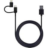 FULL Power 5A MicroUSB and USB TypeC Combo Cable Compatible for Acer Liquid E700 Provides True USB Fast Quick Charging Speeds! (BLACK)