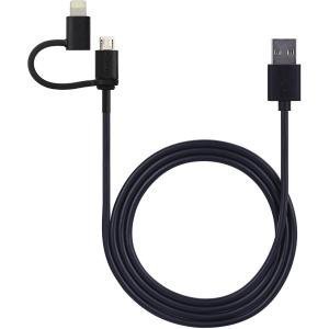 FULL Power 5A MicroUSB and USB TypeC Combo Cable Compatible for Acer Liquid E700 Provides True USB Fast Quick Charging Speeds! (BLACK)