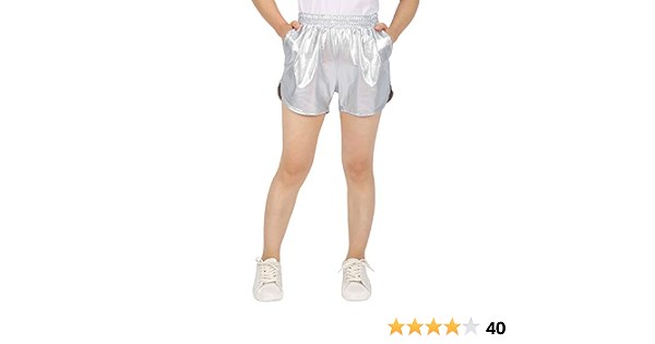 Hot Shorts Loose Shiny Metallic Yoga 