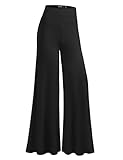TWINTH Capri Pants Plus Size Long Leg Wide Pants Chic Black 2XL