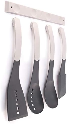 Magnetic Cooking Utensil Set by Hexwares | 5 Piece Nylon Kitchen Tools with Magnetic Storage Rack | Perfect Wedding Gift - New Home Closing - Housewarming
