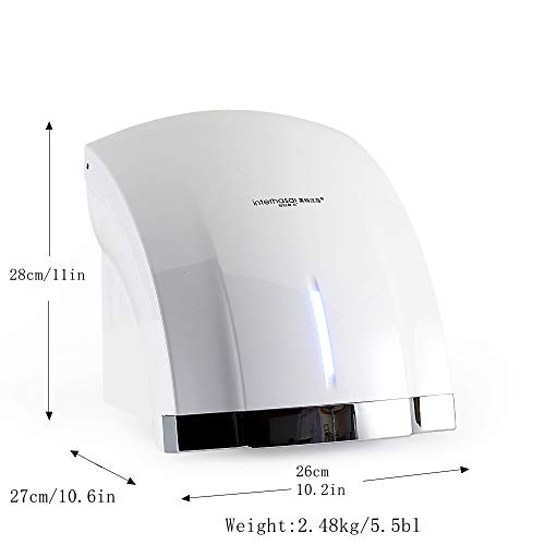 interhasa! Wall Mounted Hand Dryer, Easy to Install for Lavatory Bathroom.Low Noise 50dB,Intelligence Sensing System Hand Dryer Commercial,Powerful 1800W with Timing Progress Light