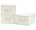Storage Bin with Lid and Cotton Rope Handles, Stackable and Foldable Storage Baskets with Lid, Mixing of Beige, White & Ivory