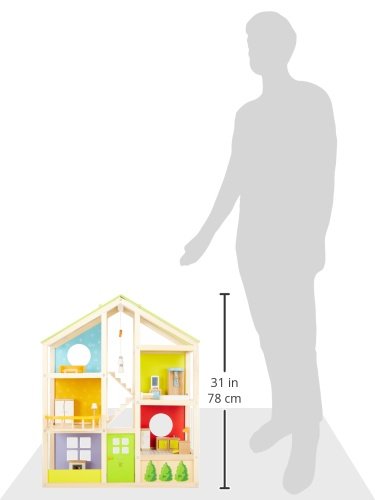 Hape All Seasons Kid's Wooden Doll House Furnished with Accessories