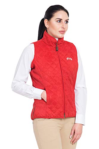 Equine Couture Women's Spinnaker Micro Suede Vest, Red, Small