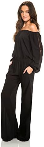 Elan Gorgeous Off Shoulder Jumper Crochet Panel with Necklace (RGC7013)