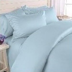 Shine Bedding 600 Thread Count 100% Egyptian Cotton 3pcs DUVET COVER SET, Solid , Light Blue, King/Cal-King