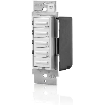 Leviton LTB60-1LZ Decora 1800W Incandescent/20A Resistive-Inductive 1HP Preset 10-20-30-60 Minute Countdown Timer Switch,White/Ivory/Light Almond