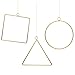 Pack of 3 Matte Brass Champagne Geometric Wire Round Triangle Square Hoop Frame for DIY Flower Arrangement Wreath Macrame Wall Hanging Wedding Baby Shower Backdrop Decor Geometric Wire Wall Decor