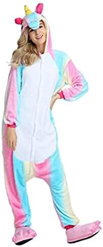 JerryCostume Unicorn Adult Animal Kigurumi Cosplay Costume Pajamas Onesies, S(146-155cm), Rainbow Unicorn 2