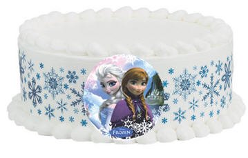 Cakesupplyshop Diy1002 - Do It Yourself Snowflakes Edible Border & Disney Frozen Edible Image Birthday Party Cake Decoration Kit - 8inch Cake