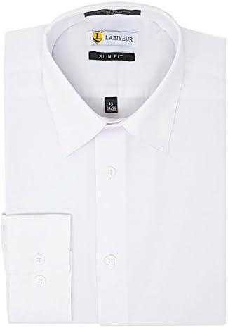 Labiyeur Slim Fit Button Cuff Semi Spread Collar Men's Dress Shirt