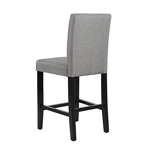GOTMINSI Classic 24" Counter Height Stools Upholstered Bar Stools with Solid Wood Legs and Grey Fabric, Set of 2 (Grey) - Thumbnail 3