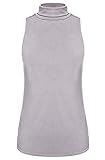 Halife Women's Sleeveless Turtleneck Tank Top Mock Turtleneck Shirt Tops (M, Gray)