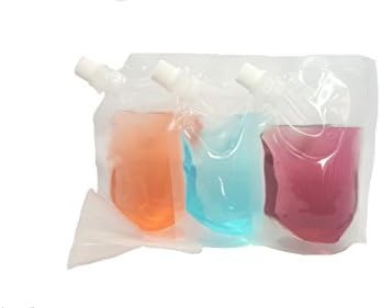 Clear Plastic Flasks (3 x 8 oz Flasks + 1 Funnel) Concealable & Reusable Flask Kit Sneak Alcohol Anywhere- Cruise, Concert, Festival Flask