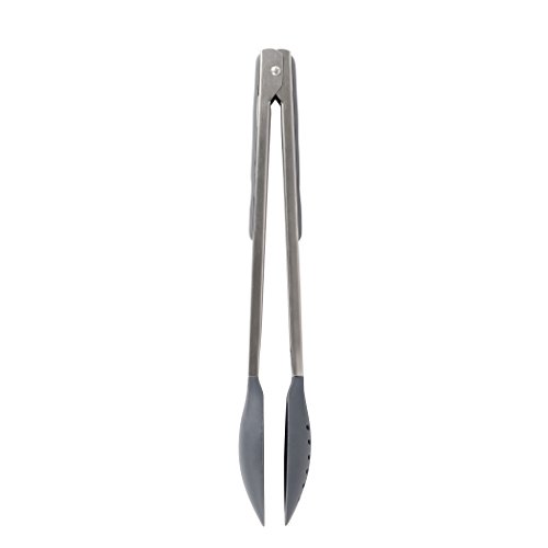 Dexas G12T-432 Spoon And Strain Tongs With Gravity Open And Close Operation, 12 Inches, Gray