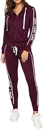 Women Sport Suits Active Top Bottom Sets Sweatshirt Pant 2 Piece Outfits