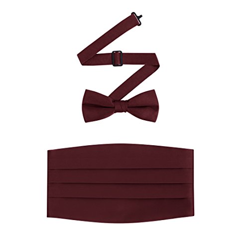 Men s Formal Satin Bowtie and Cummerbund Set - Burgundy, By S.H Churchill