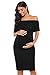 Jezero Women's Maternity Dress Off Shoulder Ruffle Sleeveless Bodycon Dress for Baby Shower