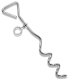 Katzco Chrome Dog Stake - 8MM x 16 Inch - Supports Heavy-Duty Tie-Out Lead Chain Cable - for Dogs