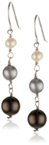 Black Multi-Colored Freshwater Cultured Pearl Drop Earrings