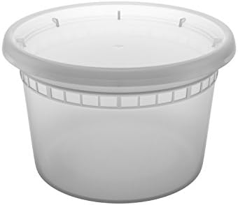 Duraware Plastic Food Storage, 24 Pack, Containers with Lids, 16 Ounce, Round, Airtight, Temperature Resilient Leak Proof, Deli Containers, Microwave &amp; Dishwasher Safe, Stackable, Reusable (24)