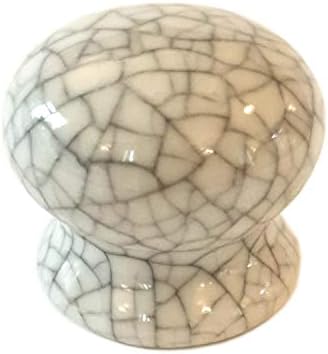 French Furniture Fittings Set of 6 Ceramic Knobs Cream Crackle Glaze (FFF), Kitchen Cabinet Cupboard Door knobs, Cupboard