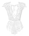Anyou Womens Lingerie V-Neck Lace Bodysuit Mini Babydoll Featuring Plunging Eyelash Size XS-XXL White