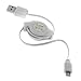 Micro USB to USB Retractable Sync Charger Cable (5pcs) (White)