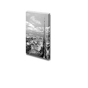Canvas Prints Wall Art - Paris from Top Notre Dame, Black-and-White | Modern Wall Decor/Home Decoration Stretched Gallery Canvas Wrap Giclee Print. Ready to Hang - 12" x 18"