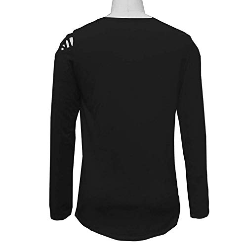 Orangeskycn Fashion Womens Casual Lace Long Sleeve Pullover Crop O-Neck T-Shirt Blouse Tops (s Black, XL) - Thumbnail 3