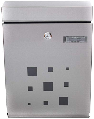 PEELCO Modern Stainless Steel Mailbox - Vertical Wall Mount - Powder Coated Galvanized - Weather Proof - Lockable w/Spare Keys (Stainless Steel w/Black Trim) - Thumbnail 3