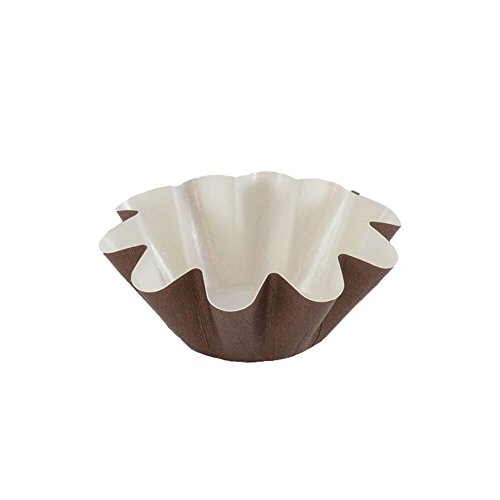 Brioche Floret Paper Baking Cups - Medium Size - Brown - 50 Pcs - 1 7/8'' Base x 3 9/16'' Top x 1 3/8'' High