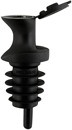 Pour & Seal Free-Flow Liquor Bottle Pourers with Lid - Pack of 12 - Black
