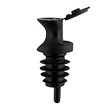 Pour & Seal Free-Flow Liquor Bottle Pourers with Lid - Pack of 12 - Black
