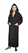 Arus Men's Hood'n Full Ankle Length Hooded Turkish Cotton Bathrobe L Black