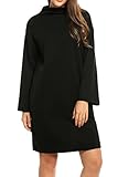 Meaneor Women Turtleneck Pullover Wool Sweater Dress With Pockets